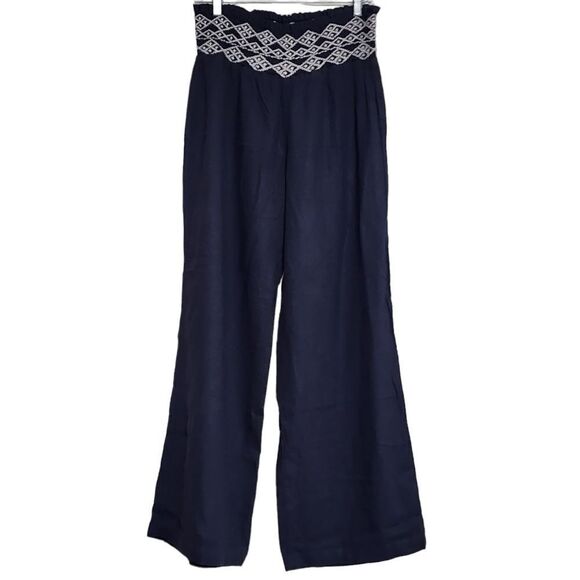 Indigo Rein pants linen blend wide leg Indie L - Picture 1 of 4